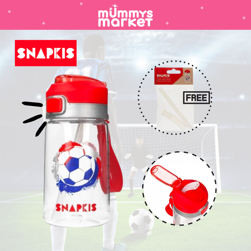 Snapkis Straw Water Bottle Football (400ml)